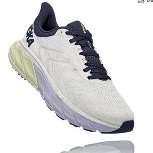 Hoka White and Navy Arahi Sneakers
